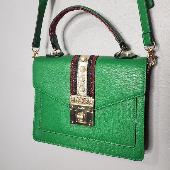 NWOT ALDO Whipster Green & Pink Shoulder Crossbody Purse with Detachable Strap - Picture 1 of 10